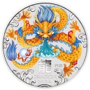 1 OZ Silber Drache 2024 Lunar III mit Farbapplikation