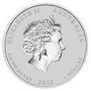 1 OZ Silver Dragon 2012 Lunar II color Black