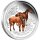 2 OZ Silber Pferd 2014 Lunar II mit Farbapplikation