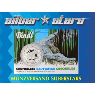 1 OZ Silber 2013 &quot;Saltwater Crocodile - Bindi&quot; Blister